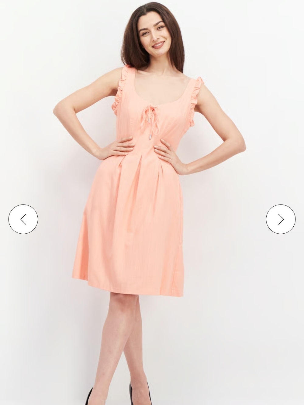 INC International Concepts Peach Ruffle Tie-Front A-Line Dress